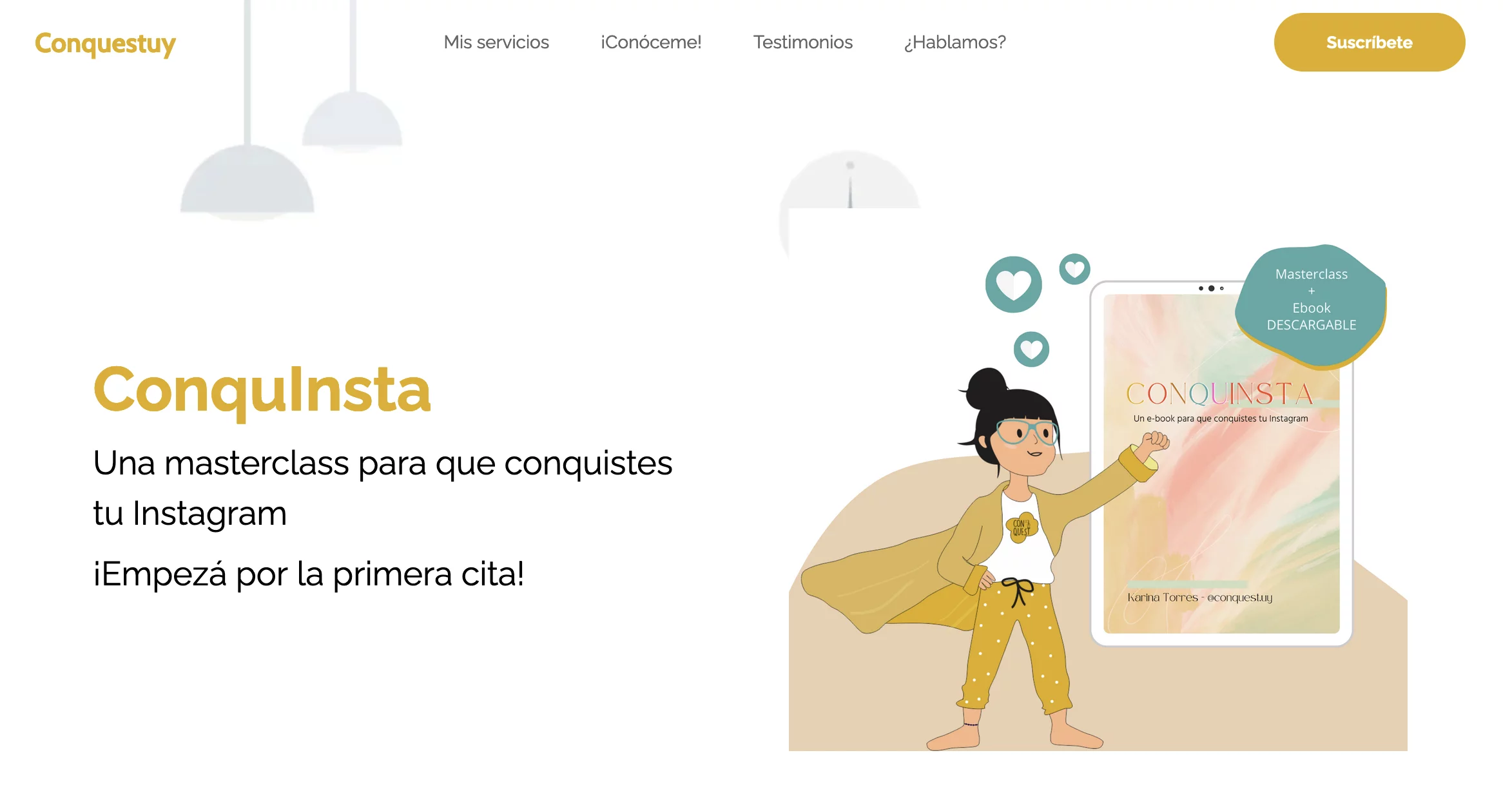 Ejemplo de landing page de Kari